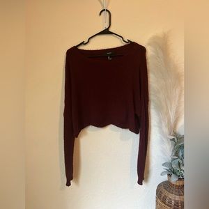 Forever 21 scalloped cropped wide neck sweater size S